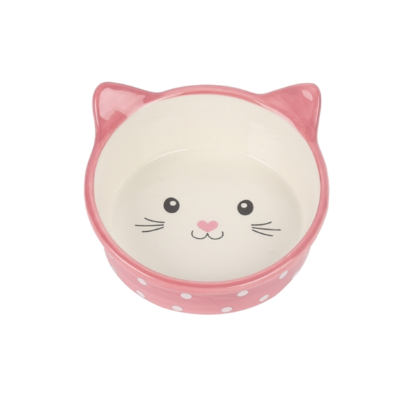 Πιατο κεραμικο γατας happy pet pink 13cm